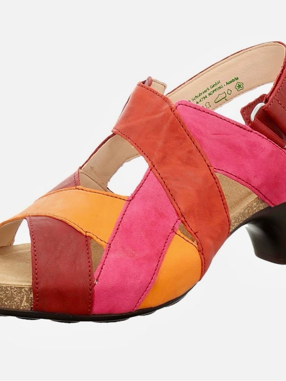 Think! Multi-Color Woven Leather Slingback Sandal — Pink Orange Red